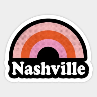 Nashville, Tennessee - TN Retro Rainbow and Text Sticker
